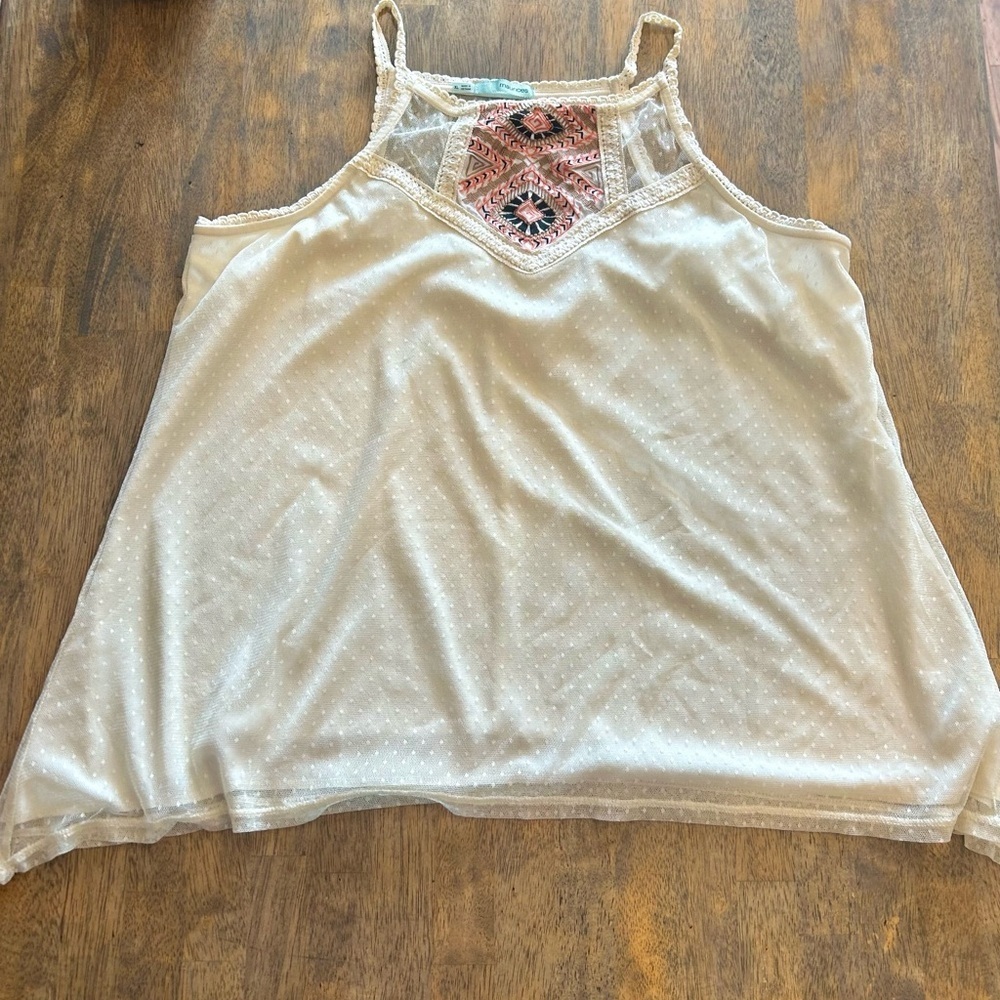 Women's Cream Lace Tank Top size XL Boho